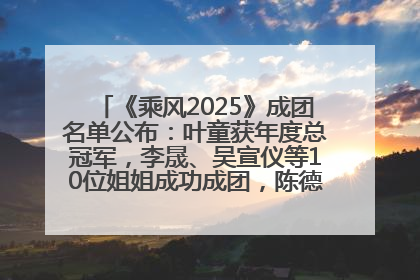 《乘风2025》成团名单公布：叶童获年度总冠军，李晟、吴宣仪等10位姐姐成功成团，陈德容获年度高光人物