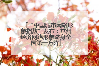 “中国城市网络形象指数”发布：常州经济网络形象跻身全国第一方阵