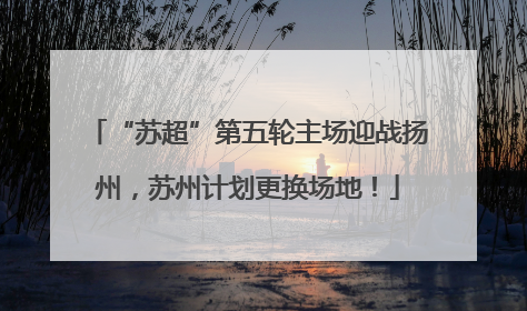 “苏超”第五轮主场迎战扬州，苏州计划更换场地！