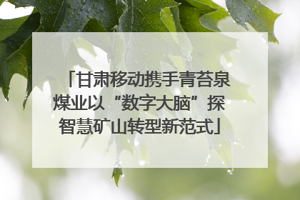甘肃移动携手青苔泉煤业以“数字大脑”探智慧矿山转型新范式