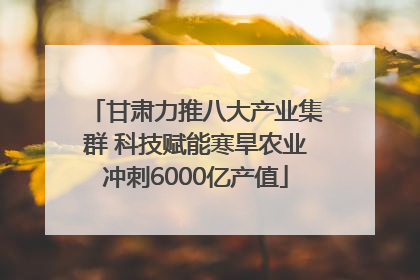 甘肃力推八大产业集群 科技赋能寒旱农业冲刺6000亿产值