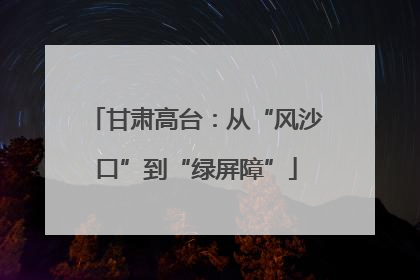 甘肃高台：从“风沙口”到“绿屏障”