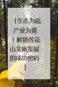 生态为底 产业为翼！解锁莲花山文旅发展的成功密码