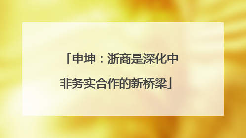 申坤：浙商是深化中非务实合作的新桥梁