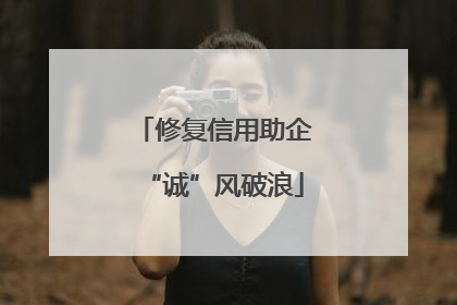 修复信用助企“诚”风破浪