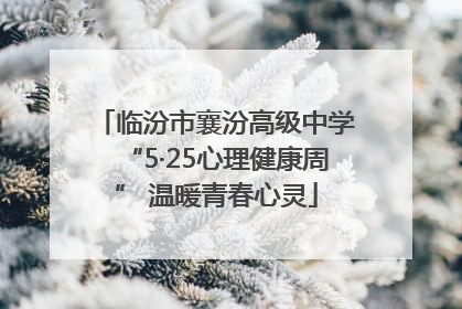 临汾市襄汾高级中学“5·25心理健康周” 温暖青春心灵