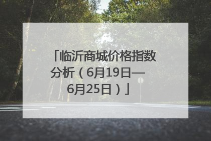 临沂商城价格指数分析（6月19日—6月25日）