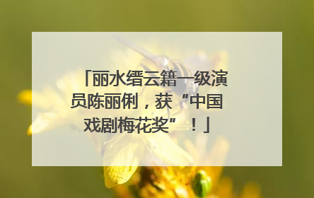 丽水缙云籍一级演员陈丽俐，获“中国戏剧梅花奖”！