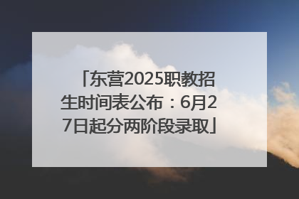 东营2025职教招生时间表公布：6月27日起分两阶段录取