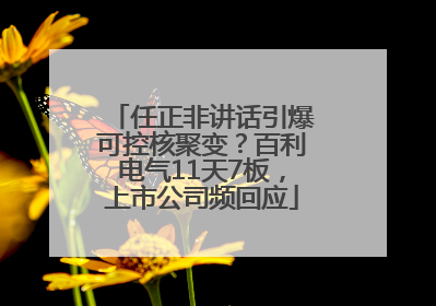 任正非讲话引爆可控核聚变？百利电气11天7板，上市公司频回应