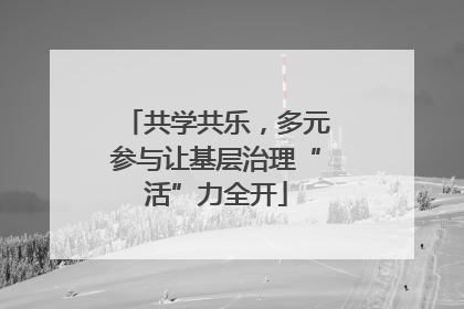 共学共乐，多元参与让基层治理“活”力全开
