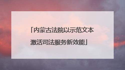 内蒙古法院以示范文本激活司法服务新效能