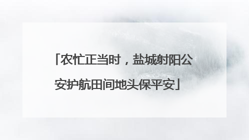 农忙正当时，盐城射阳公安护航田间地头保平安