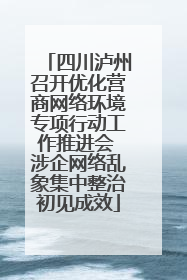 四川泸州召开优化营商网络环境专项行动工作推进会 涉企网络乱象集中整治初见成效