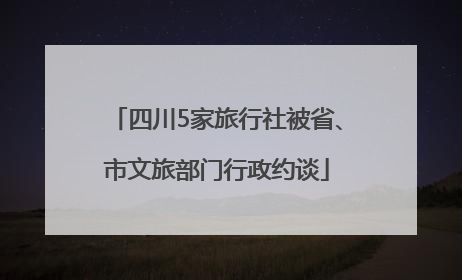 四川5家旅行社被省、市文旅部门行政约谈