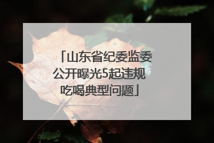 山东省纪委监委公开曝光5起违规吃喝典型问题