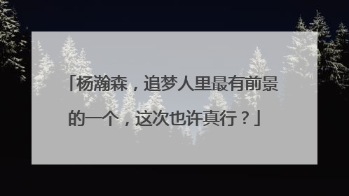 杨瀚森，追梦人里最有前景的一个，这次也许真行？