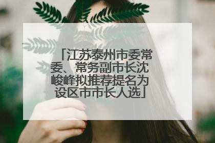 江苏泰州市委常委、常务副市长沈峻峰拟推荐提名为设区市市长人选