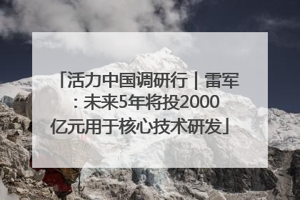 活力中国调研行｜雷军：未来5年将投2000亿元用于核心技术研发