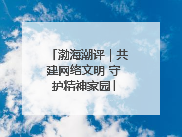渤海潮评｜共建网络文明 守护精神家园
