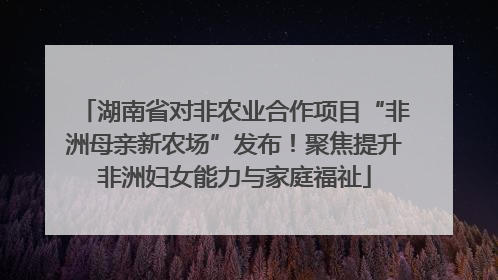 湖南省对非农业合作项目“非洲母亲新农场”发布！聚焦提升非洲妇女能力与家庭福祉