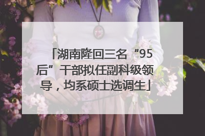 湖南隆回三名“95后”干部拟任副科级领导，均系硕士选调生