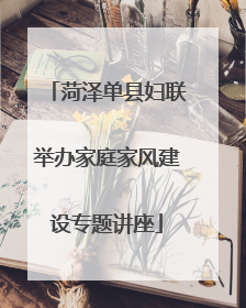 菏泽单县妇联举办家庭家风建设专题讲座
