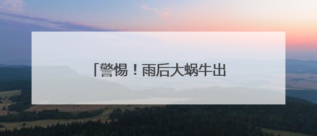 警惕！雨后大蜗牛出没 不能碰更不能吃