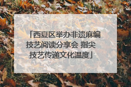 西夏区举办非遗麻编技艺阅读分享会 指尖技艺传递文化温度