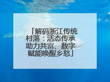 解码浙江传统村落：活态传承助力共富、数字赋能唤醒乡愁