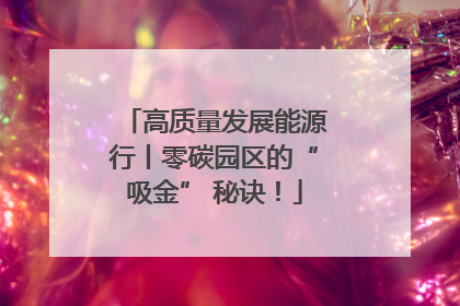 高质量发展能源行丨零碳园区的“吸金” 秘诀！