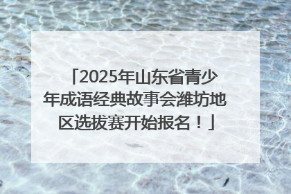 2025年山东省青少年成语经典故事会潍坊地区选拔赛开始报名！